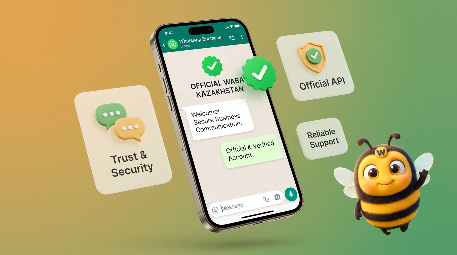 Официальный WhatsApp Business (WABA) для бизнеса в Казахстане — подключение и верифицированный аккаунт через WazzaBee
