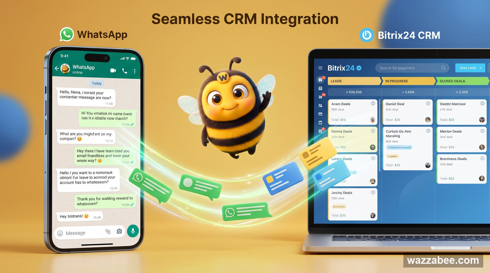 Интеграция WhatsApp с Bitrix24: диалоги, лиды и сделки автоматически попадают в CRM через WazzaBee